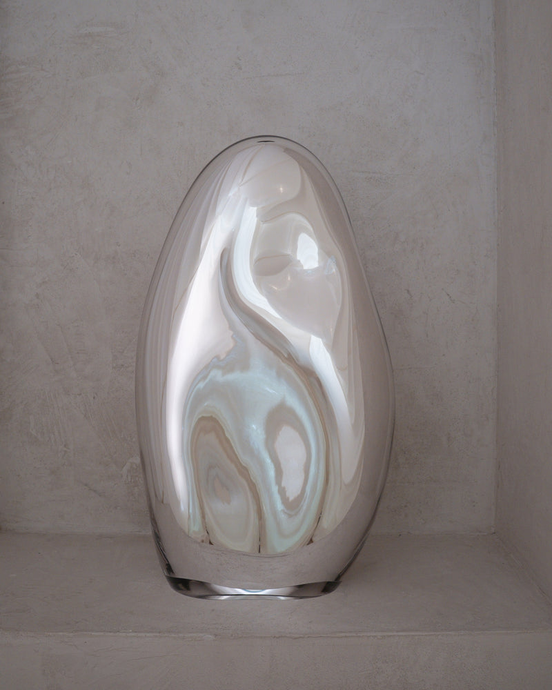 Standing Mirror Sculpture Silver